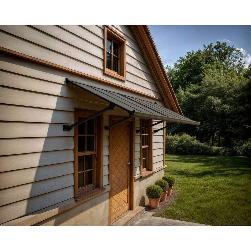 Canopia Augustine 3 ft. Black/Gray Door and Window Awning - 3 ft. x 8.5 ft.