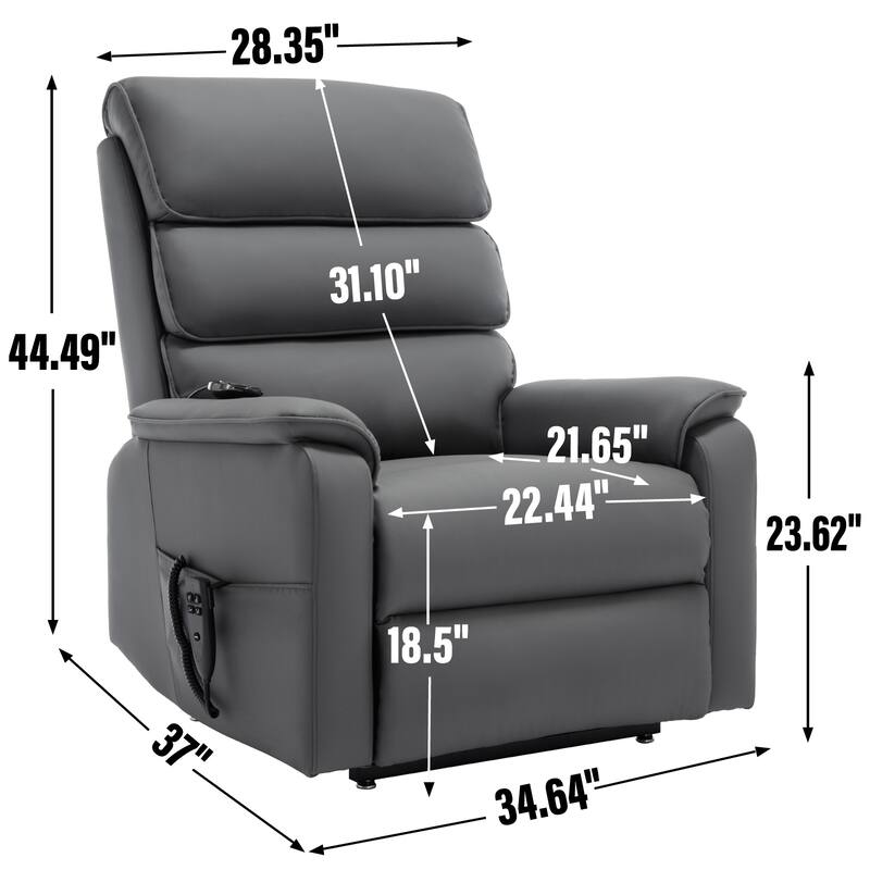 Dual Motor Power Lift Recliner Chair for Elderly, Leatheraire Lay Flat Lift Recliner Chair with Power-Remote, Heat and Massage