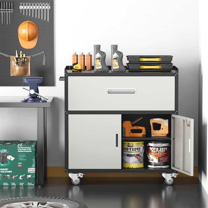 Metal Garage Cabinets, Rolling Tool Cart Boxes with Wheels