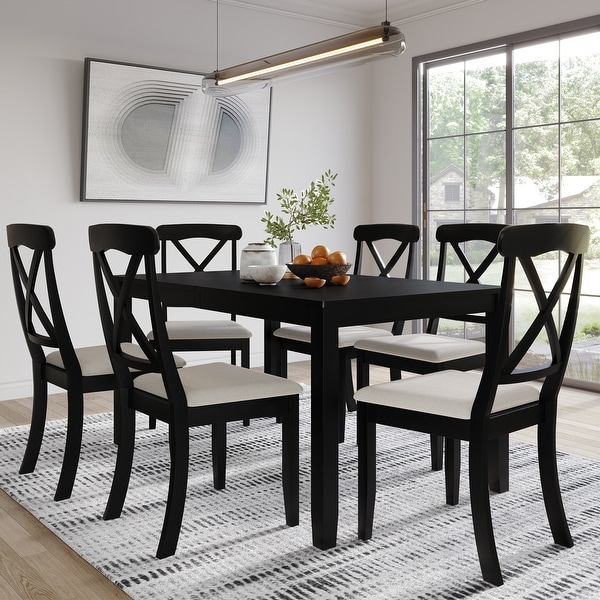 CraftPorch Farmhouse Style 7 piece Wooden Dining Set On Sale Bed Bath Beyond 39794109