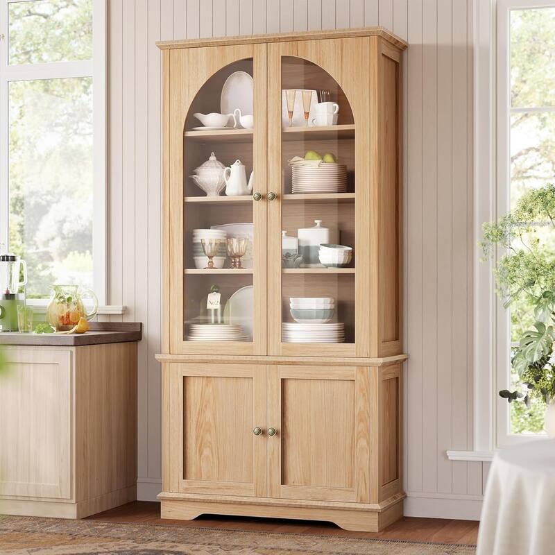Tall Arched Cabinet Bookcase with storage Bookshelf 2 Door