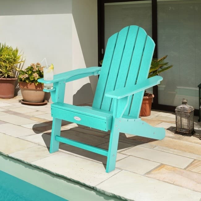 Outdoor Adirondack Chair with Built-in Cup Holder for Backyard Porch - 34" x 31" x 37" (L x W x H)