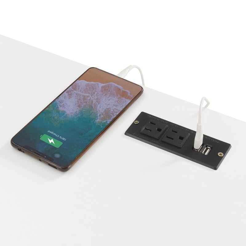 Convenience Concepts SoHo 42" Glass Desk with Charging Station