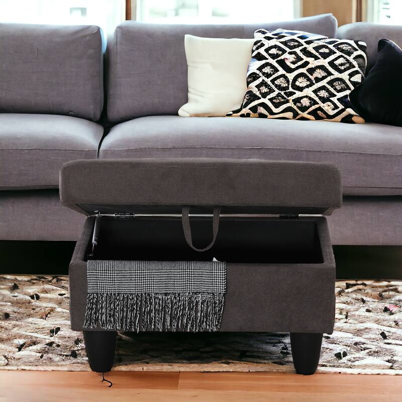 KISRAIS 28.5" Wide Upholstered Storage Ottoman