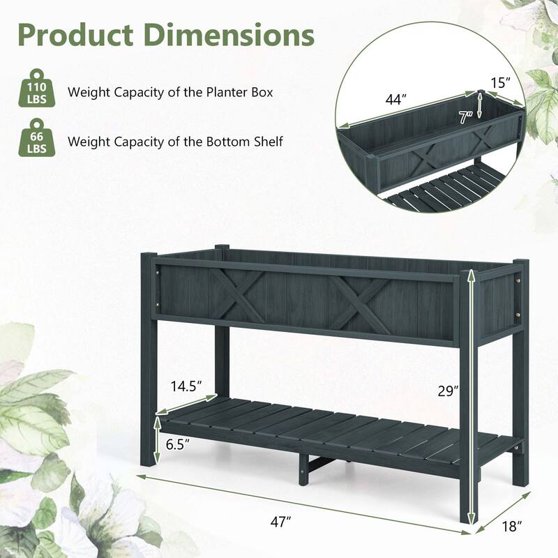 Costway HIPS Raised Garden Bed Poly Wood Elevated Planter Box with - See Details
