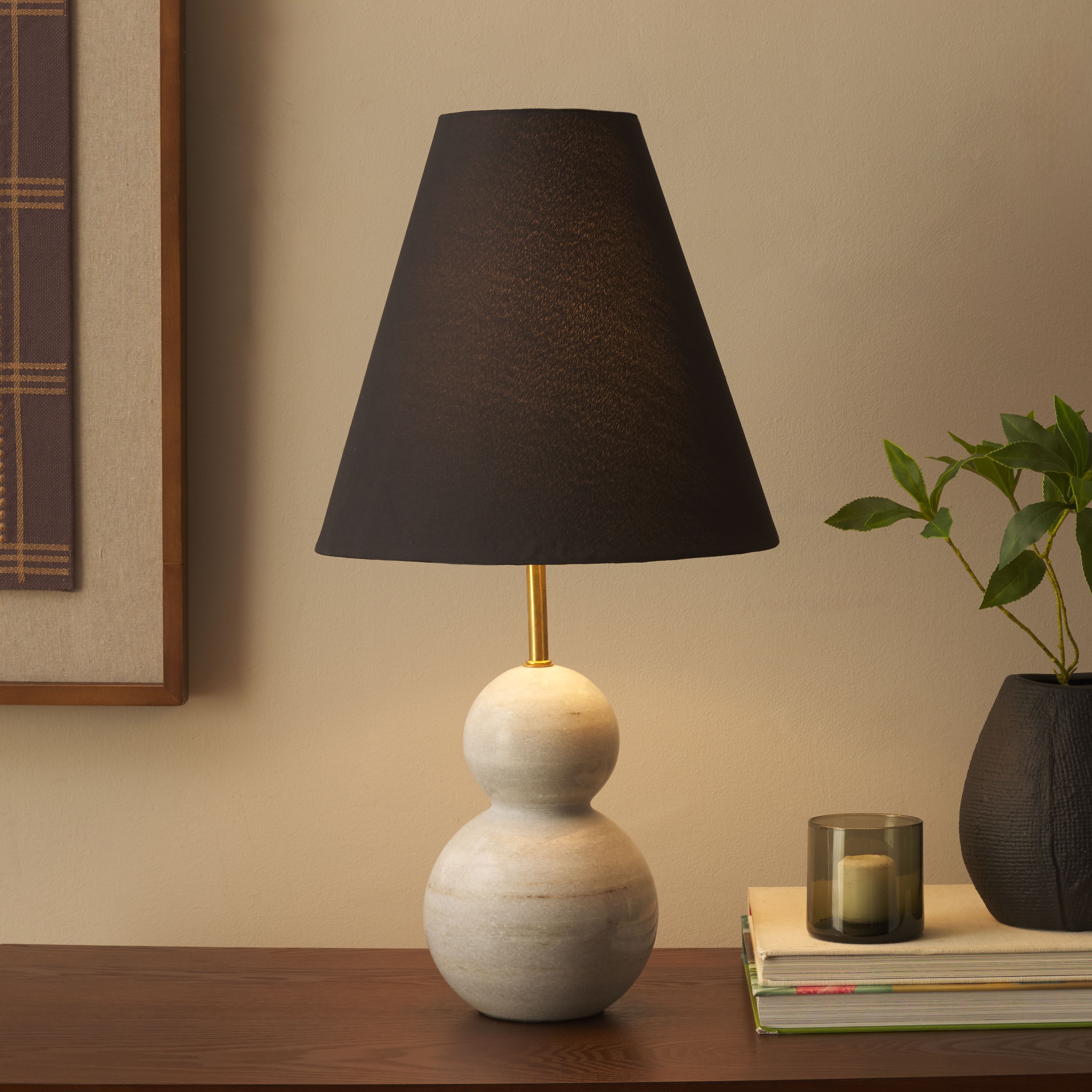 SAFAVIEH Lighting Evadne Table Lamp 22-Inch Marble Base Design - 12"W x 12"D x 22"H