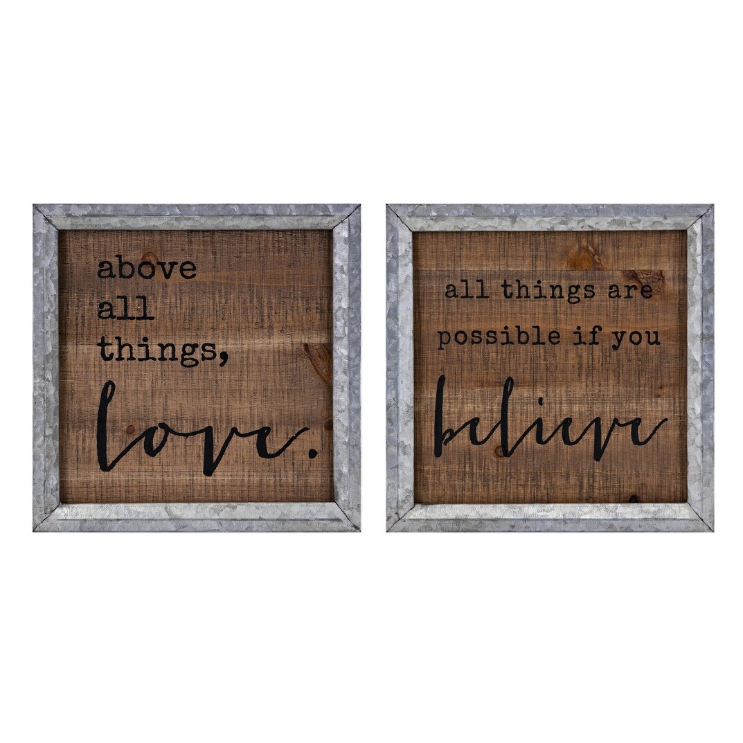 Shop Set Of 2 Brown And Gray Inspirational Quotes Printed Wall
