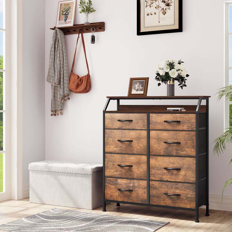 Modern Wide Dresser Storage Tower with 8 Drawers