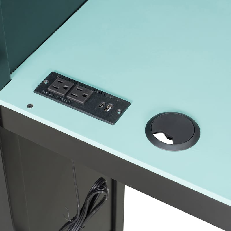 L-Shaped Wooden Twin Size Gaming Bed Frame with RGB LED Lights, Dual twin Beds, USB Ports, TV Stand & Storage Shelves