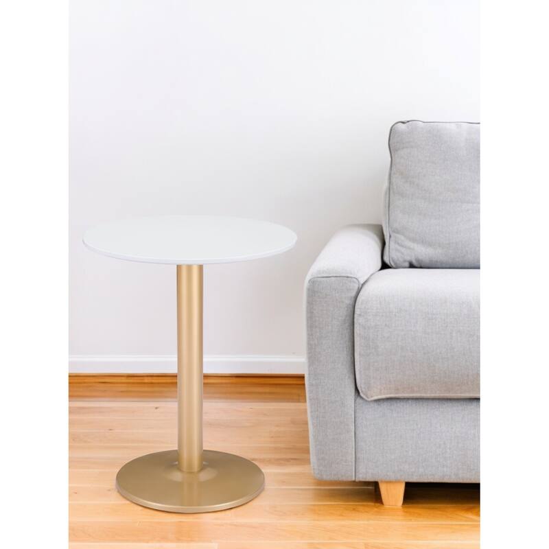 HomeRoots 24" Gold And White Round End Table - Gold and White - Wood