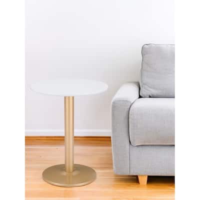 HomeRoots 24" Gold And White Round End Table