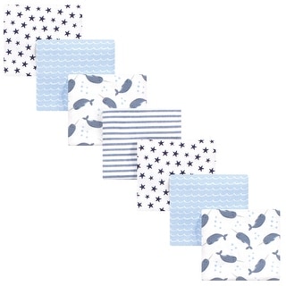 Hudson Baby Infant Boy Cotton Flannel Receiving Blankets Bundle, Narwhal, One Size - Narwhal - One Size