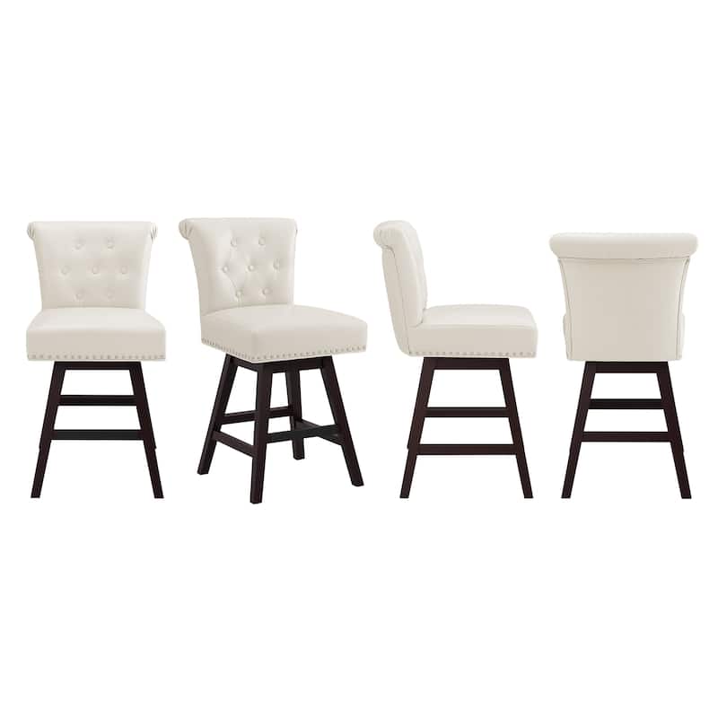 Modern 26.in Swivel Bar Stool Armless Counter Height Stool with Wooden Legs for Kitchen Island