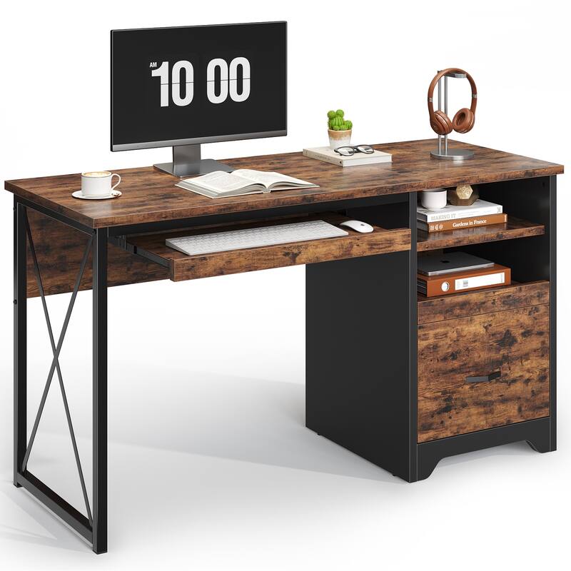 Bestier 47" Office Desk with Drawers,Computer Desk with Drawer,Teacher Desk with Keyboard Tray for Small Space Home Office