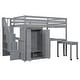 preview thumbnail 31 of 55, Space-Saving Loft Bed with Storage Stairs & Two Drawers, Wooden Full Bed Frmae wiht Shelves Wardrobe, Movable table & Side Desk