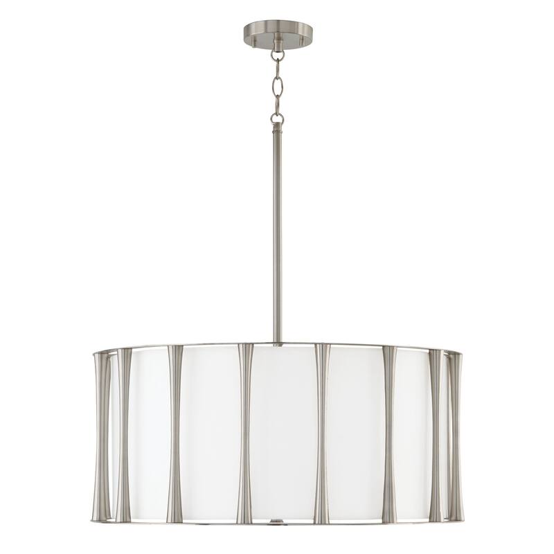 Bodie 4-light Pendant w/ Fabric Shade & Acrylic Diffuser - Brushed Nickel