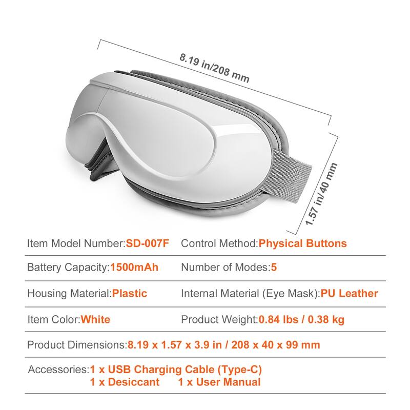 Eye Massager with Heat, Heated Eye Massage Mask with 5 Modes and Bluetooth Music, 180° Foldable Eye Care Massager