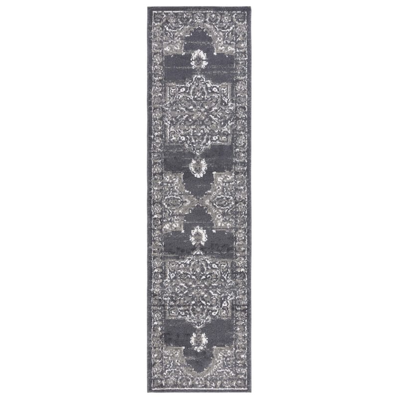SAFAVIEH Pyramid Myriam Traditional Oriental Rug - 2'2" x 8' Runner - Charcoal/Ivory