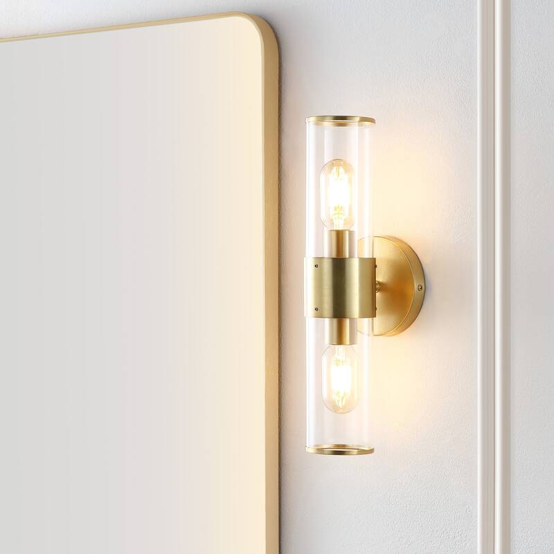 Cillian 15.5" 2-Light Mid-Century Modern Iron/Acrylic LED Sconce, by JONATHAN Y