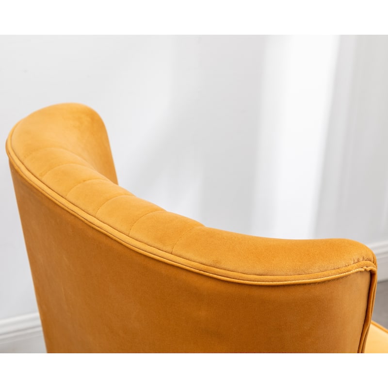 Gold Modern 26" Polyester Accent Chair with Solid Rubber Wood Legs for Living Room