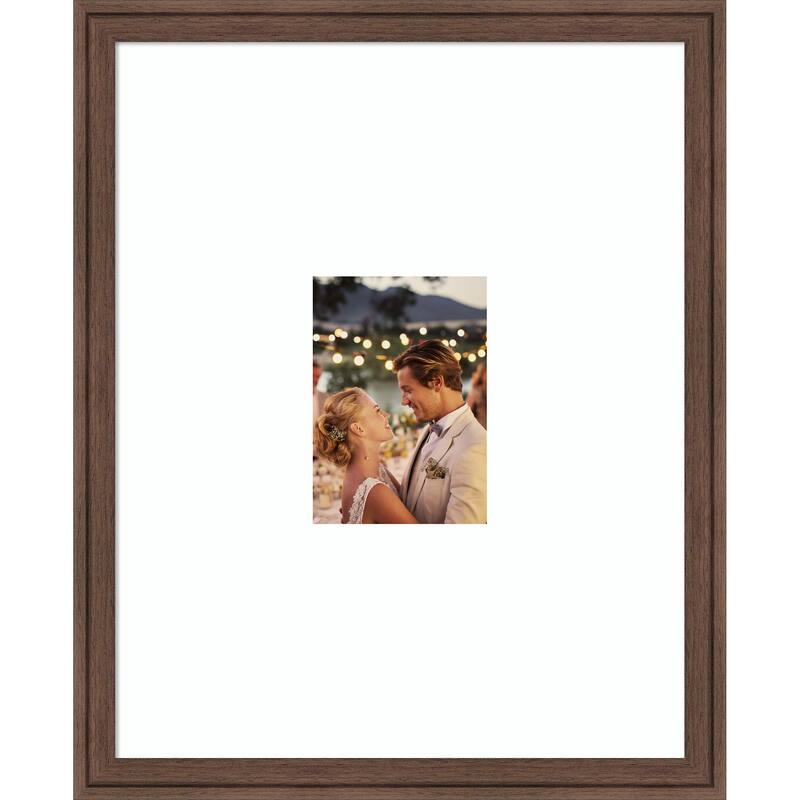 Florence Gold Framed Picture Frame, Photo Frame - 16x20 Matted White 5x7 - Florence Medium Brown