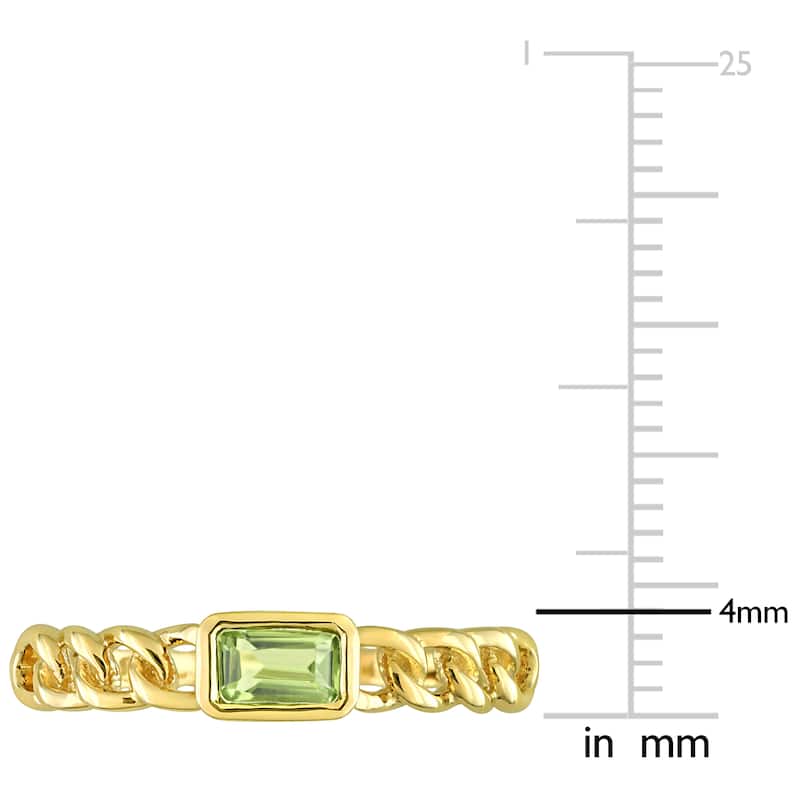 Miadora 1/3ct TGW Octagon-cut Peridot Interlocking Design Ring in 14k Yellow Gold