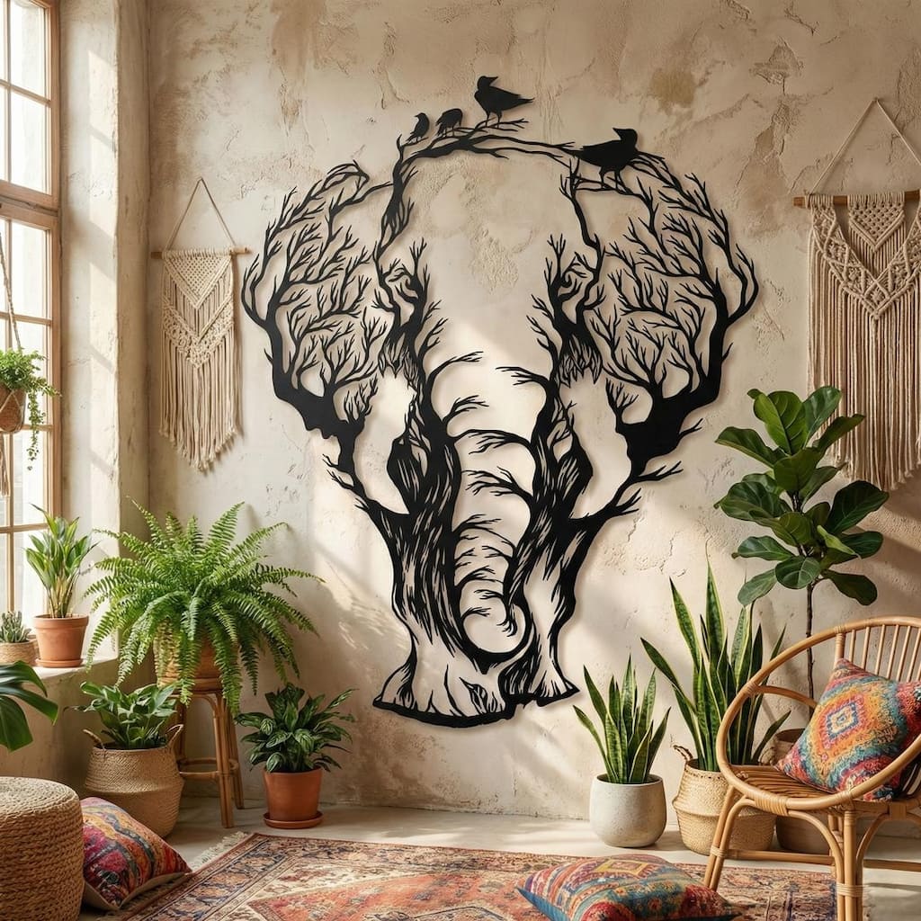 Elephant Metal Wall Decor for Home and Outside