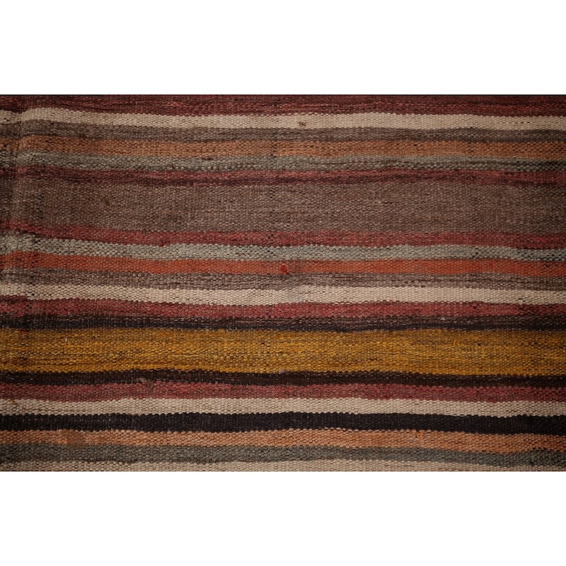 All-Over Striped Kilim Persian Area Rug Flatweave Wool Carpet - 4'11"x 7'0"