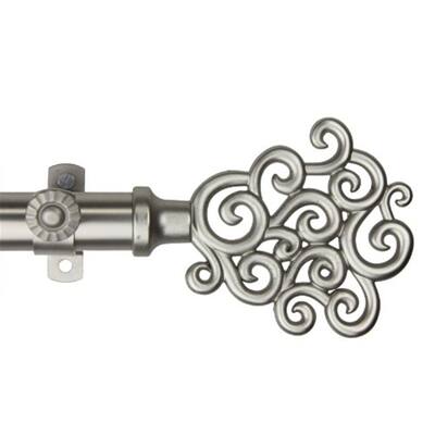 Adjustable Curtain Rod 48-84", Satin Nickel Finish, Metal Window Rod with Finials - 84