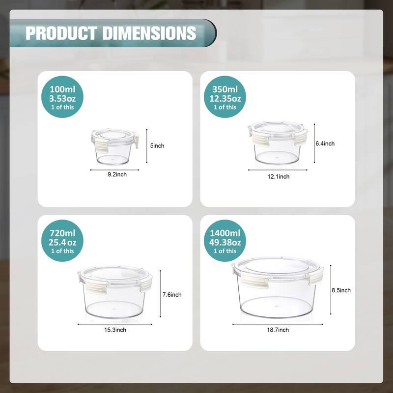 Sorbus BPA-Free Food Storage Container Set, Stackable & Nestable Plastic Containers with Snap-On Lids