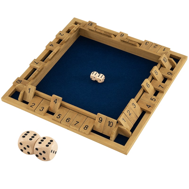 Gymax Shut The Box Game for 2-4 Players 24 Inch Extra-Large Wooden - Brown