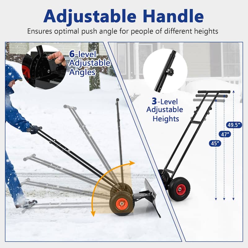 Costway 36" Snow Shovel Pusher with 10" Inflatable Wheels Adjustable - See Details