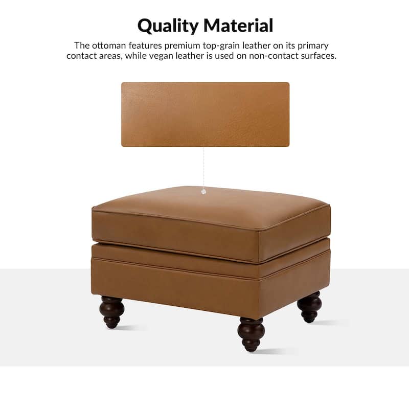 Irene Contemporary Genuine Leather Water Resistant Ottoman by HULALA HOME