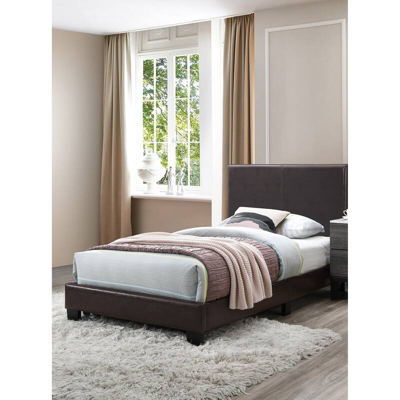 Transitional Style 1pc Twin Size Bed Set Adjustable Headboard Brown Finish