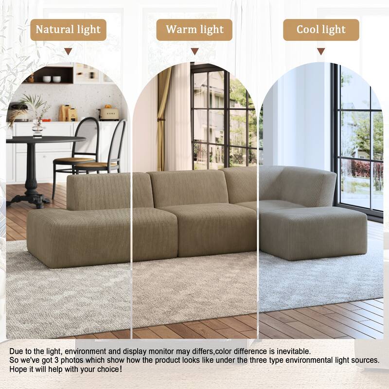 Oversized Corduroy Modular Sectional Fabric Sofa Set