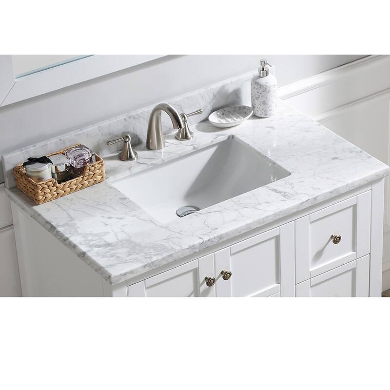 Prismatica 36 in. White Vanity with Countertop & Splash, Left Sink