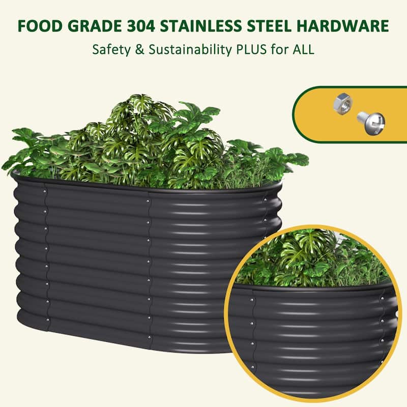 2-in-1 Modular Galvanized Steel Raised Garden Bed for Outdoor Gardening