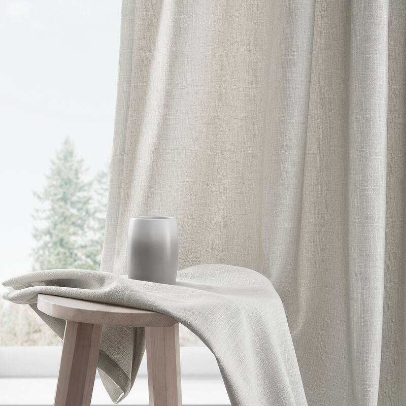 Exclusive Fabrics Basic Faux Linen Curtain Pair - 2 Panels - Light Filtering Grommet Curtains