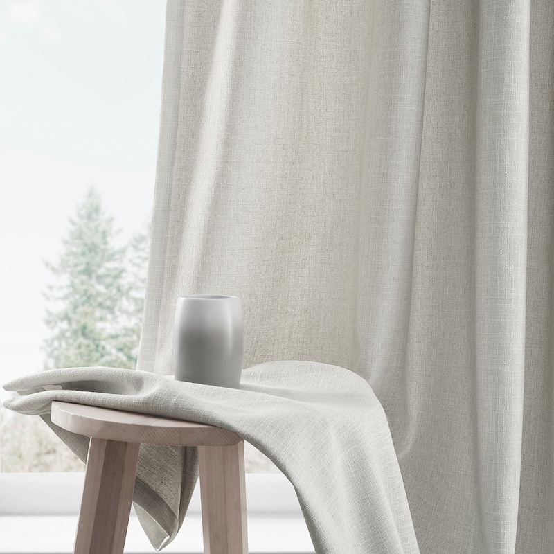 Exclusive Fabrics Basic Faux Linen Curtain Pair - 2 Panels - Light Filtering Window Curtains