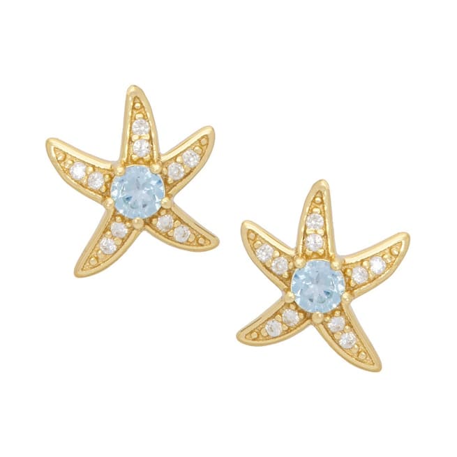 Victoria Townsend Gold over Sterling Silver Blue Topaz& Lab White Sapphire Starfish Earrings.
