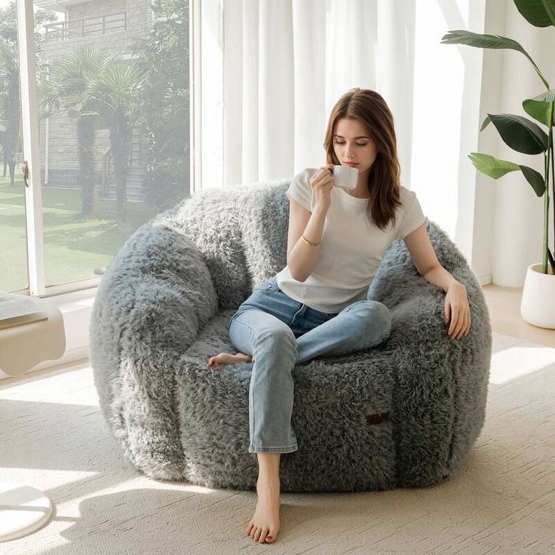 Giant Bean Bag Chair,Shell-Shaped Oversized Bean Bag Chair with Fille