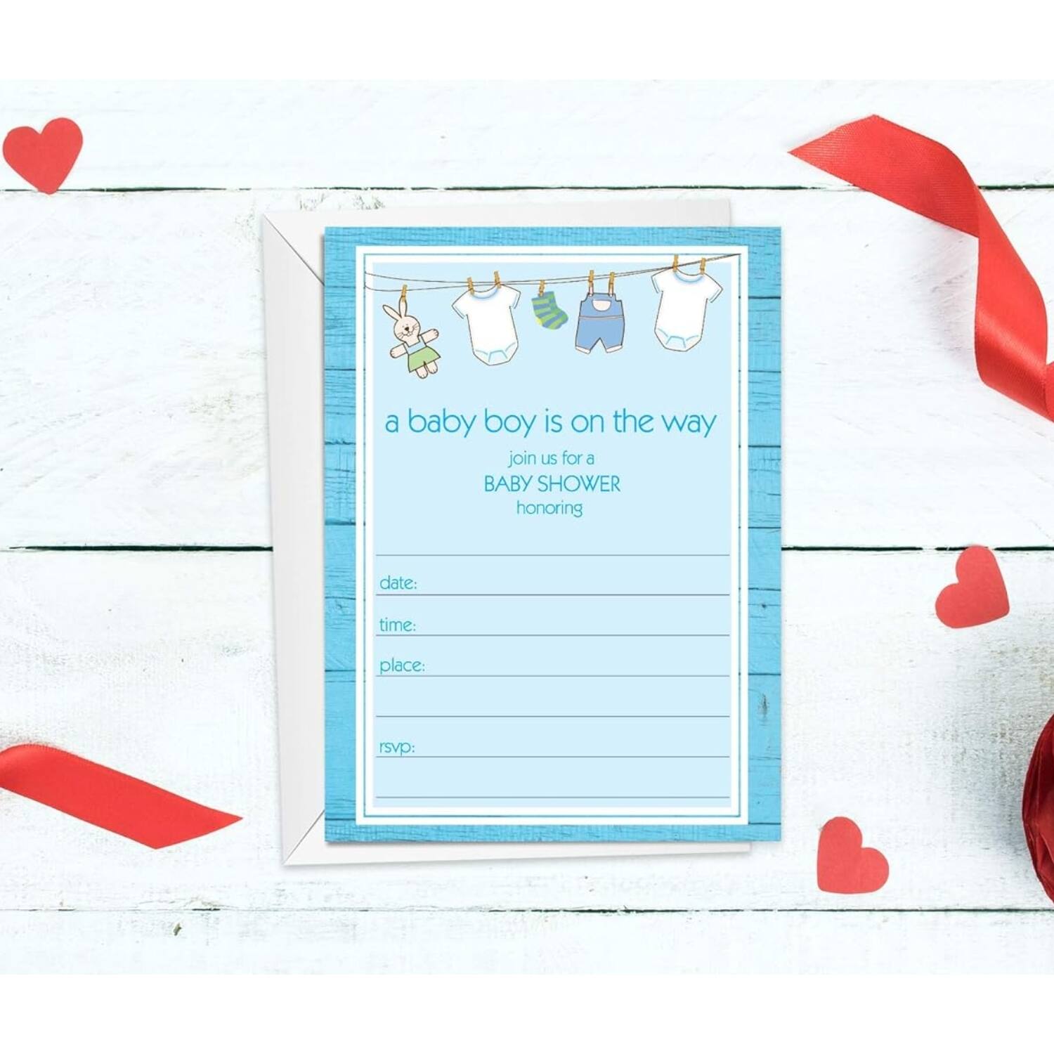 Stonehouse Collection Baby Shower Invites Rustic 25 Baby Boy Shower Invites & Envelopes (Boy