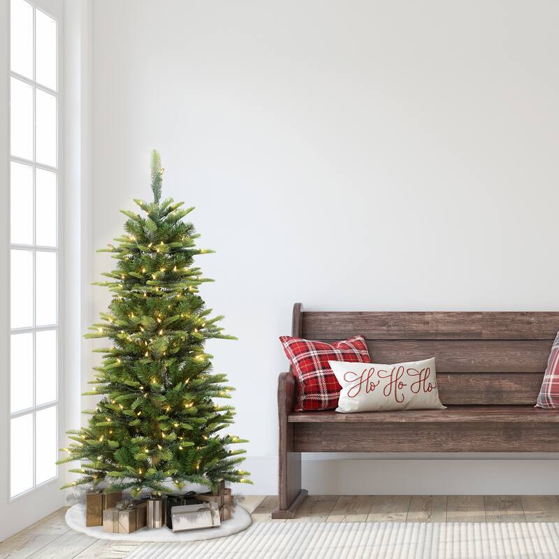 Puleo International Pre-Lit 4.5' Slim Aspen Fir Artificial Christmas Tree