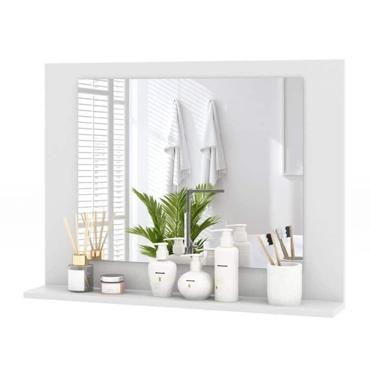 Wood Wall Mounted Bathroom Mirror with Storage Shelf - 23.5" x 4" x 17.5"