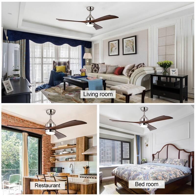 52" Ceiling Fan with Lights Remote Control,Quiet DC Motor 3 Blade Ceiling Fans 6 Speed Levels,Reversible Ceiling Fan