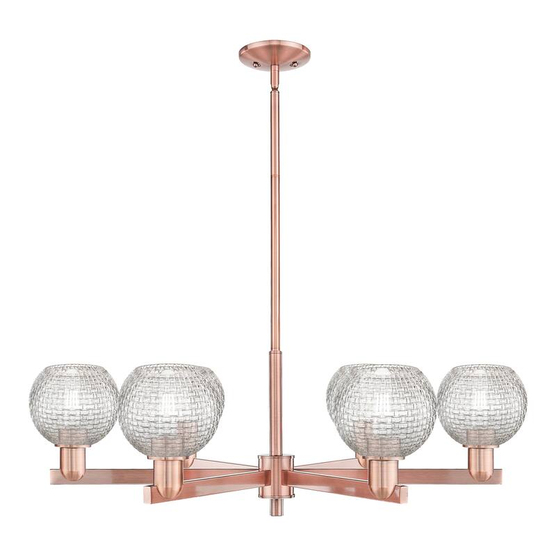 Innovations Lighting Endless Possibilities Arcadia - Athens - 6 Light 36" Basketweave Stem Hung Chandelier - Antique Copper