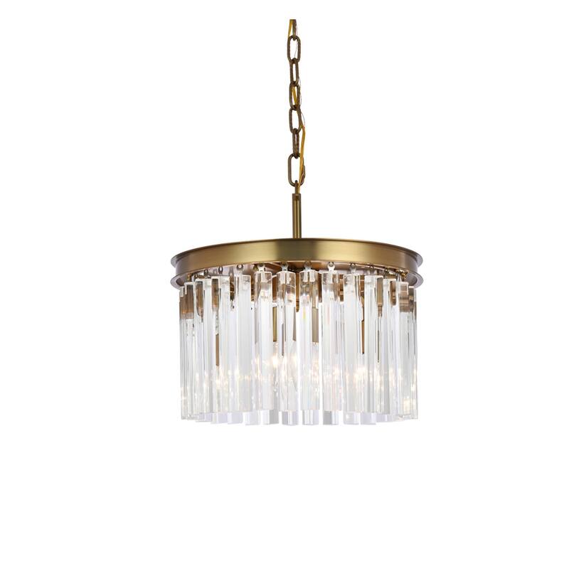 Indigo Home round crystal pendant in satin gold