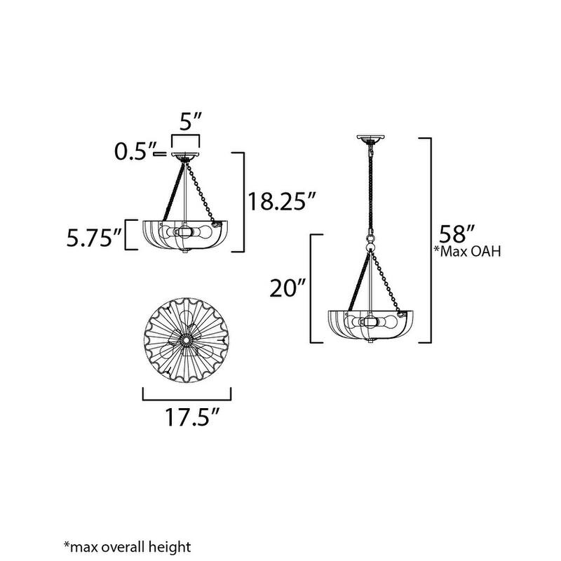 Maxim 22653 Bundt 3 Light 18" Wide Semi-Flush Bowl Ceiling Fixture /