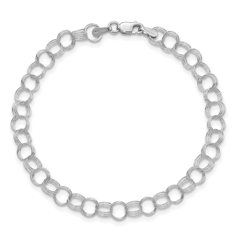 Curata 6mm 14k White Gold 6mm Solid Triple Link Charm Bracelet Options: 7" 8"