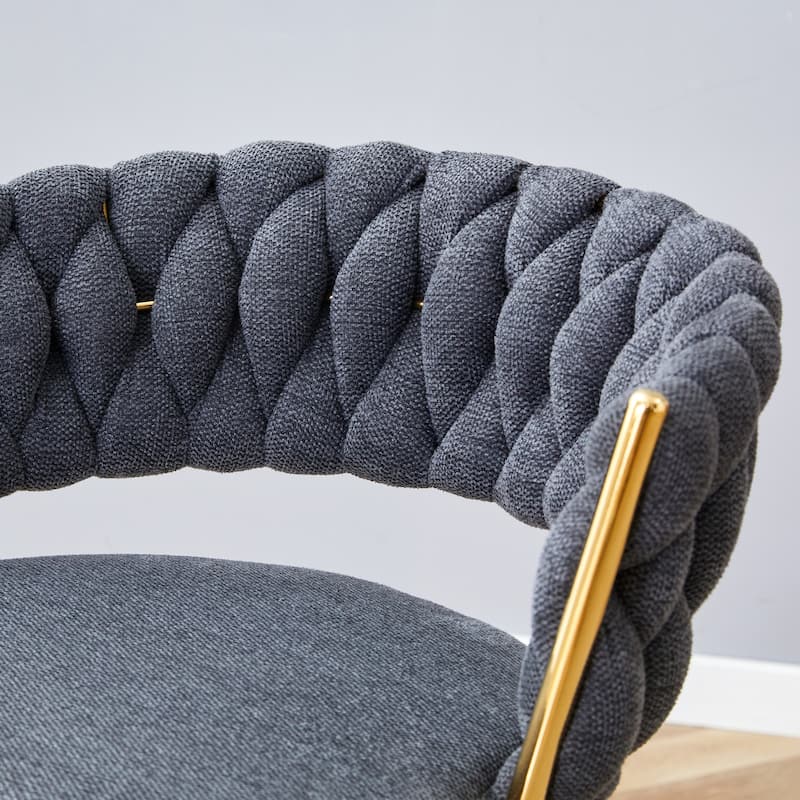 Two-Piece Rotating Swivel Chair, Cotton And Linen Soft Seat, Golden Metal Legs, Rust-Proof And Wear-Resistant